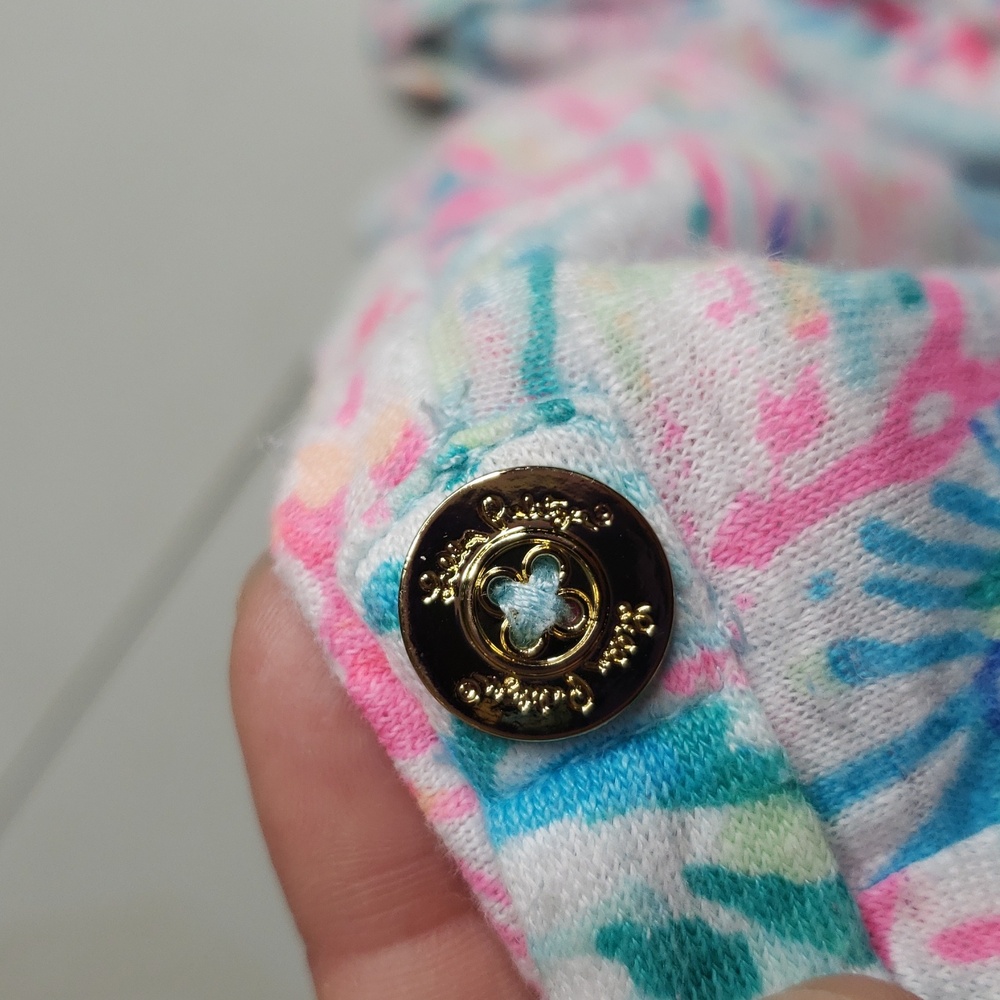 Lilly Pulitzer Inara 100% Linen Floral Vibrant Shirt Top Size M Beachy Coastal - Picture 15 of 15